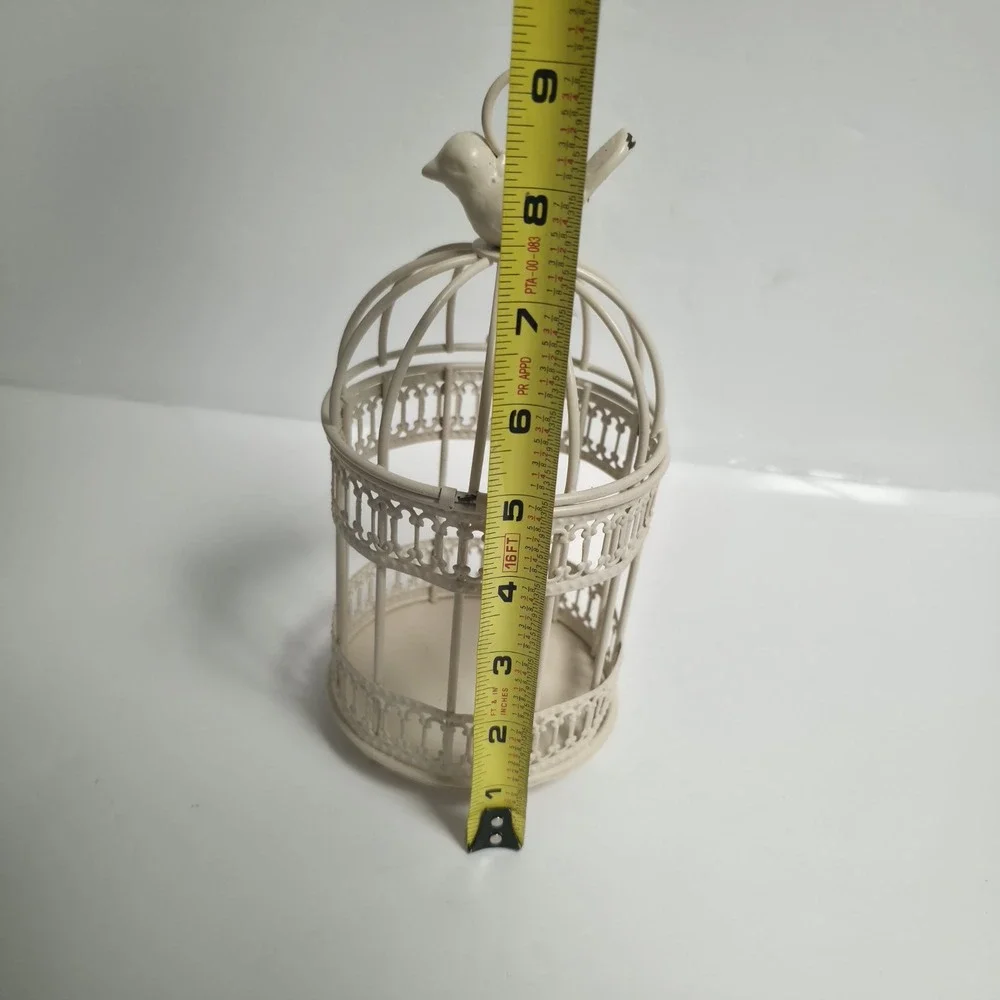 SmallWhite Metal Decorative Bird Cage Tealight Candle Holder Wedding Favor Decor